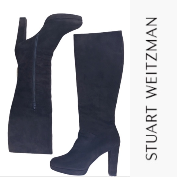 Stuart Weitzman Shoes - STUART WEITZMAN Suede Knee-High Platform Boots